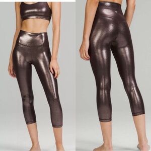 Lululemon Align  Crop Legging Shine Radiant Foil  bronze size 20